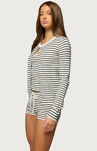 Edikted Lillian Striped Button Up Knit Cardigan