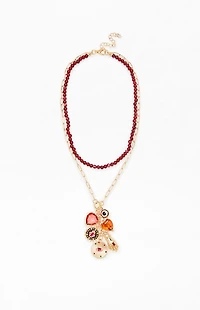 LA Hearts Alice Beaded Charm Layered Necklace