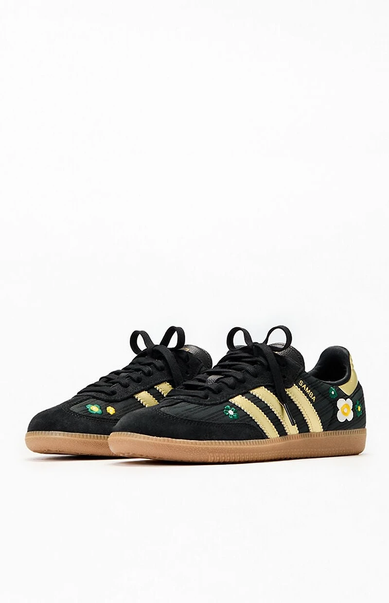 adidas Women's Black & Gold Floral Samba OG Sneakers