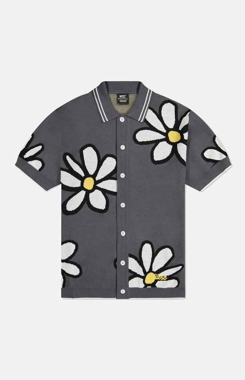 WeSC America Inc Asphalt Daisy Short Sleeve Polo Cardigan
