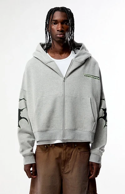 Pacsun Heather Gray Obscura Cropped Full Zip Hoodie
