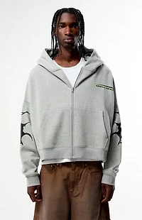 Pacsun Heather Gray Obscura Cropped Full Zip Hoodie