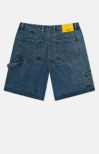 WeSC Medium Blue Denim Carpenter Baggy Shorts