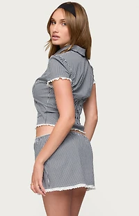 Edikted Paige Gingham Tailored Button Up Shirt