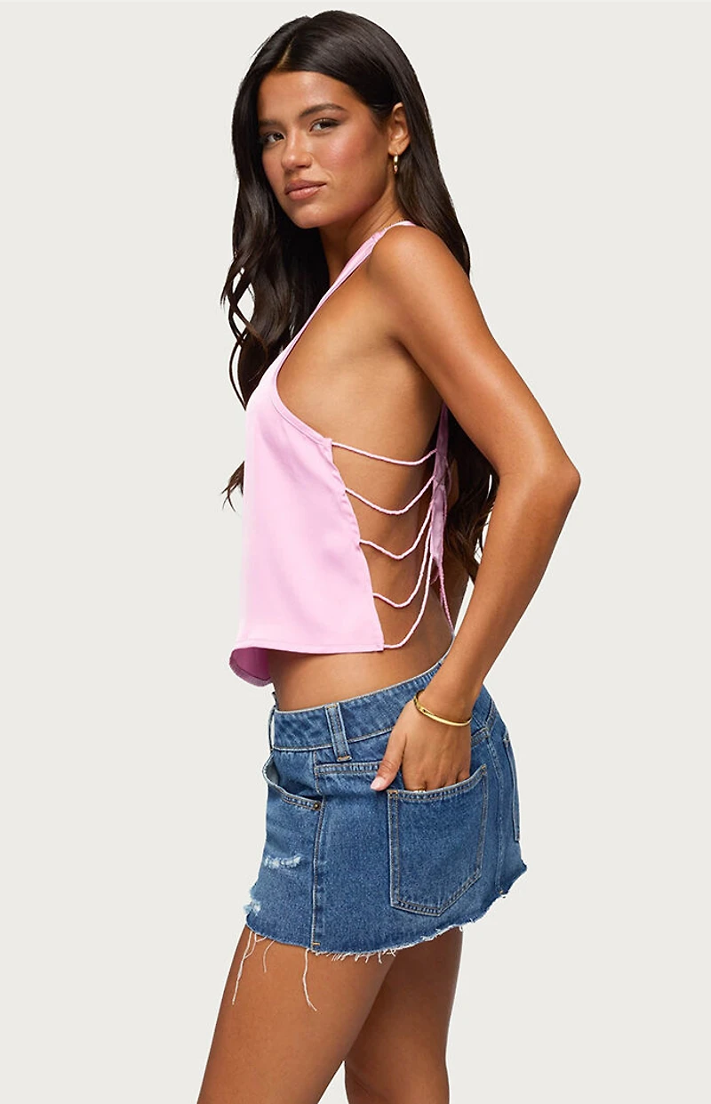 Edikted Satin Backless Bead Chain Top