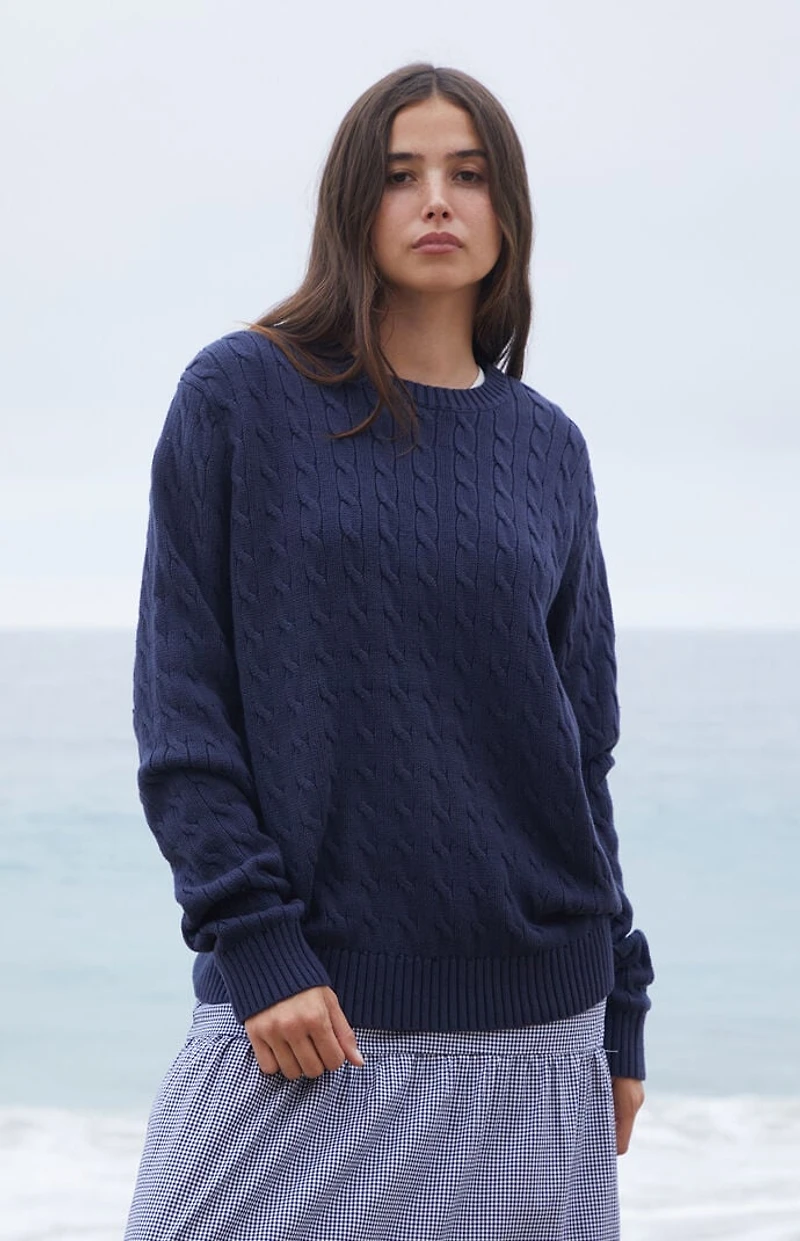 John Galt Navy Cable Knit Sweater
