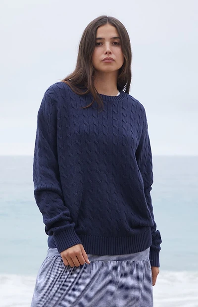 John Galt Navy Cable Knit Sweater