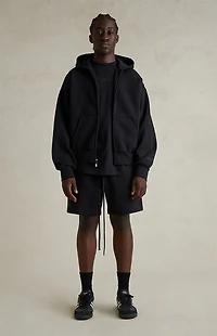 Fear of God ESSENTIALS Jet Black Classic Fleece Zip Up Hoodie
