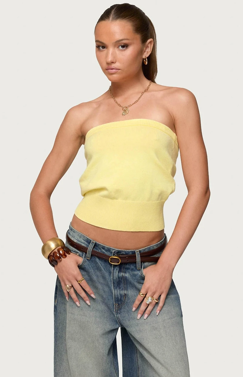 Edikted Philipa Strapless Knit Top