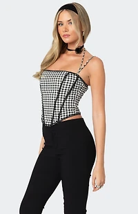 Edikted Gingham Lace Trim Corset