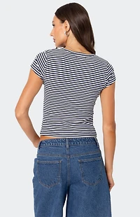 Edikted Kady Striped Henley T-Shirt