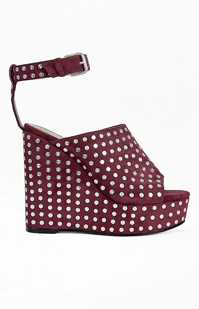 AZALEA WANG Women's Mirova Plum Wedge Sandals