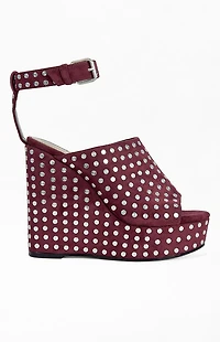 AZALEA WANG Women's Mirova Plum Wedge Sandals