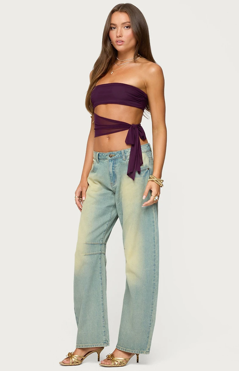 Edikted Cayden Low Rise Washed Barrel Jeans