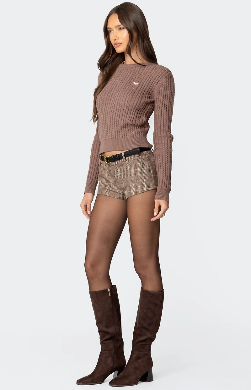 Edikted Beverly Bow Cable Knit Sweater