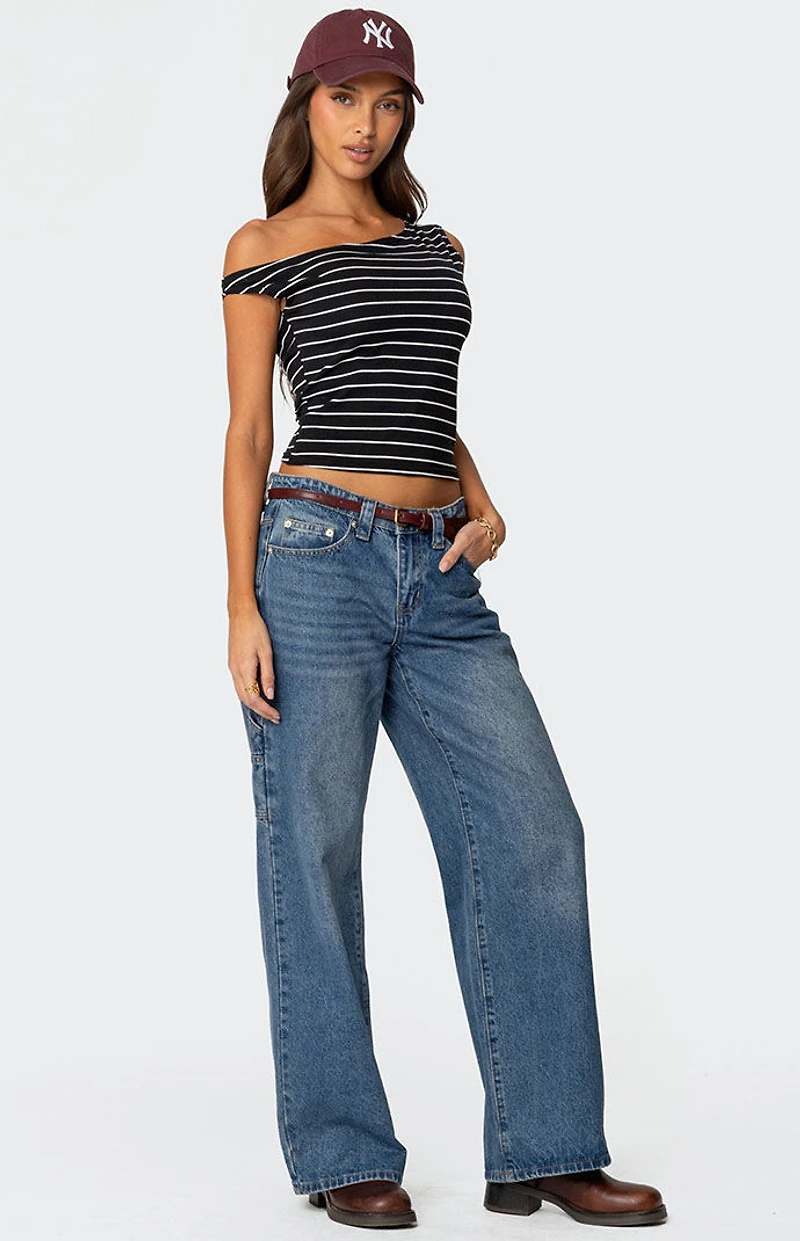 Edikted Keryn Striped Asymmetric Top