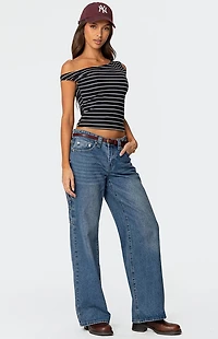Edikted Keryn Striped Asymmetric Top