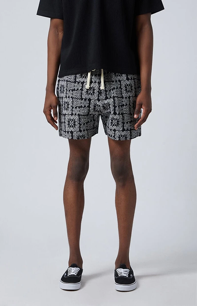 Pacsun Black Paisley Tapestry Shorts