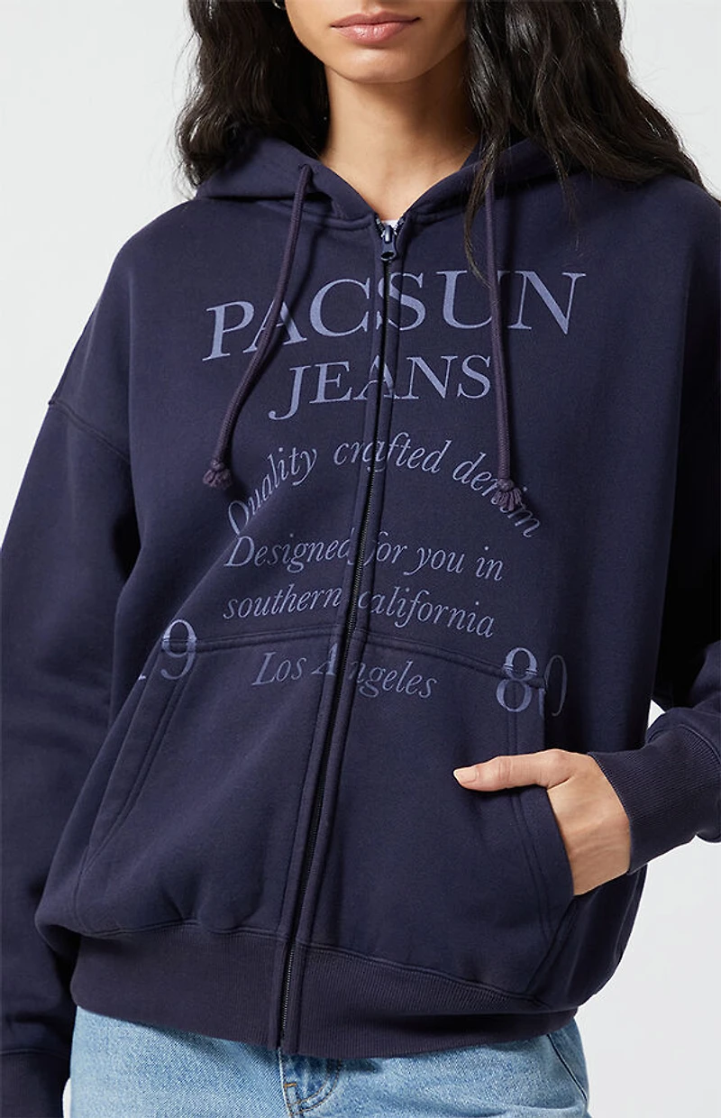 Pacsun Pac Jeans Vintage Wash Zip Up Hoodie