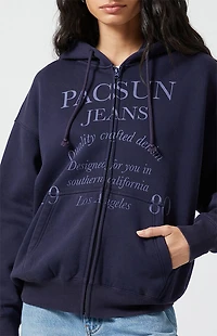 Pacsun Pac Jeans Vintage Wash Zip Up Hoodie