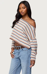 Edikted Alexis Off Shoulder Striped Knit Top