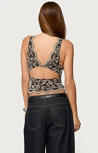 Edikted Araura Velvet Floral Sheer Top