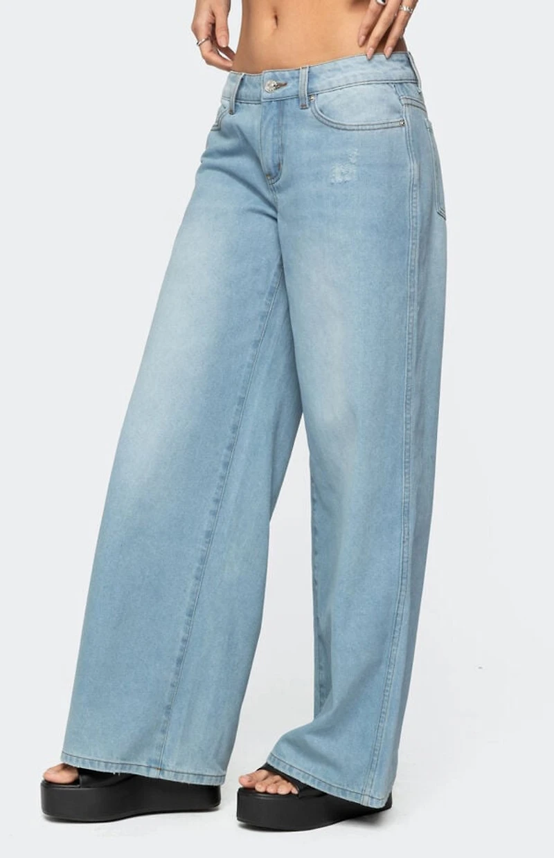Edikted Ripley Distressed Low Rise Jeans