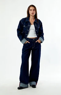 Daisy Street Dark Blue Wide leg Baggy Jeans