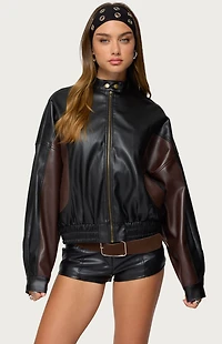 Edikted Lavena Contrast Faux Leather Jacket