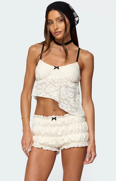 Edikted Este Asymmetric Textured Lace Top