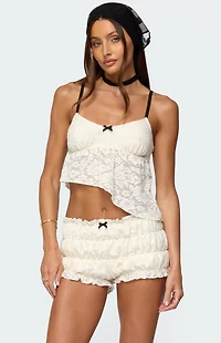 Edikted Este Asymmetric Textured Lace Top