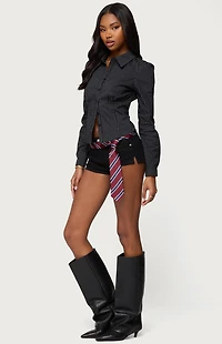 Edikted Tailored Pinstripe Button Up Shirt