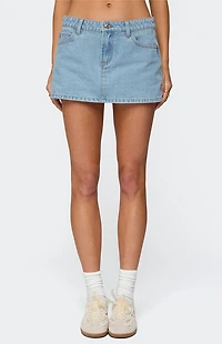 Edikted Eyelet Bows Denim Mini Skirt