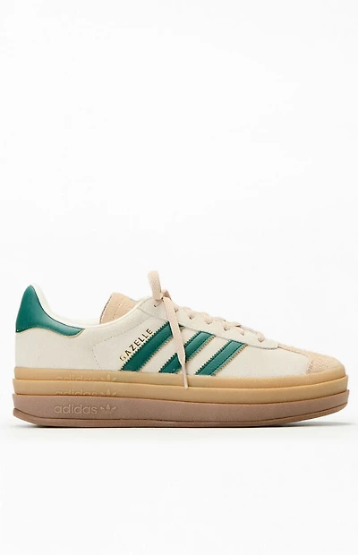 adidas Women's Green & White Gazelle Bold Sneakers