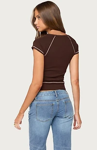 Edikted Jeena Front Pocket Henley T-Shirt