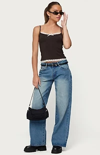 Edikted Adriel Contrast Lacey Tank Top