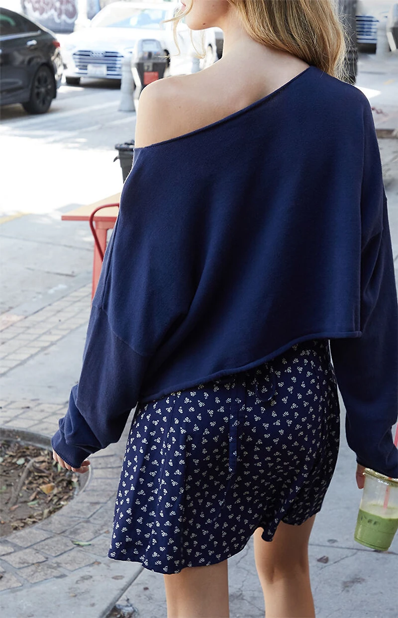 John Galt Navy Wide Neck Sweater