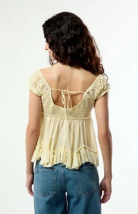 Your Favorite Ellie Lace Trim Button Front Top