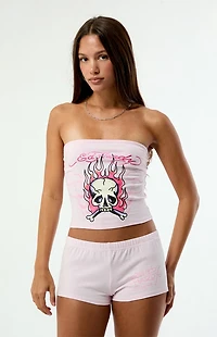 Ed Hardy Pink Flame Skull Shorts