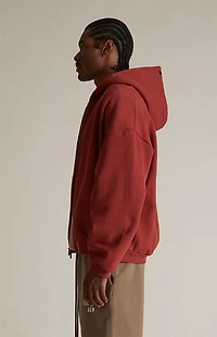 Fear of God ESSENTIALS Crimson Heavy Fleece Full Zip Hoodie