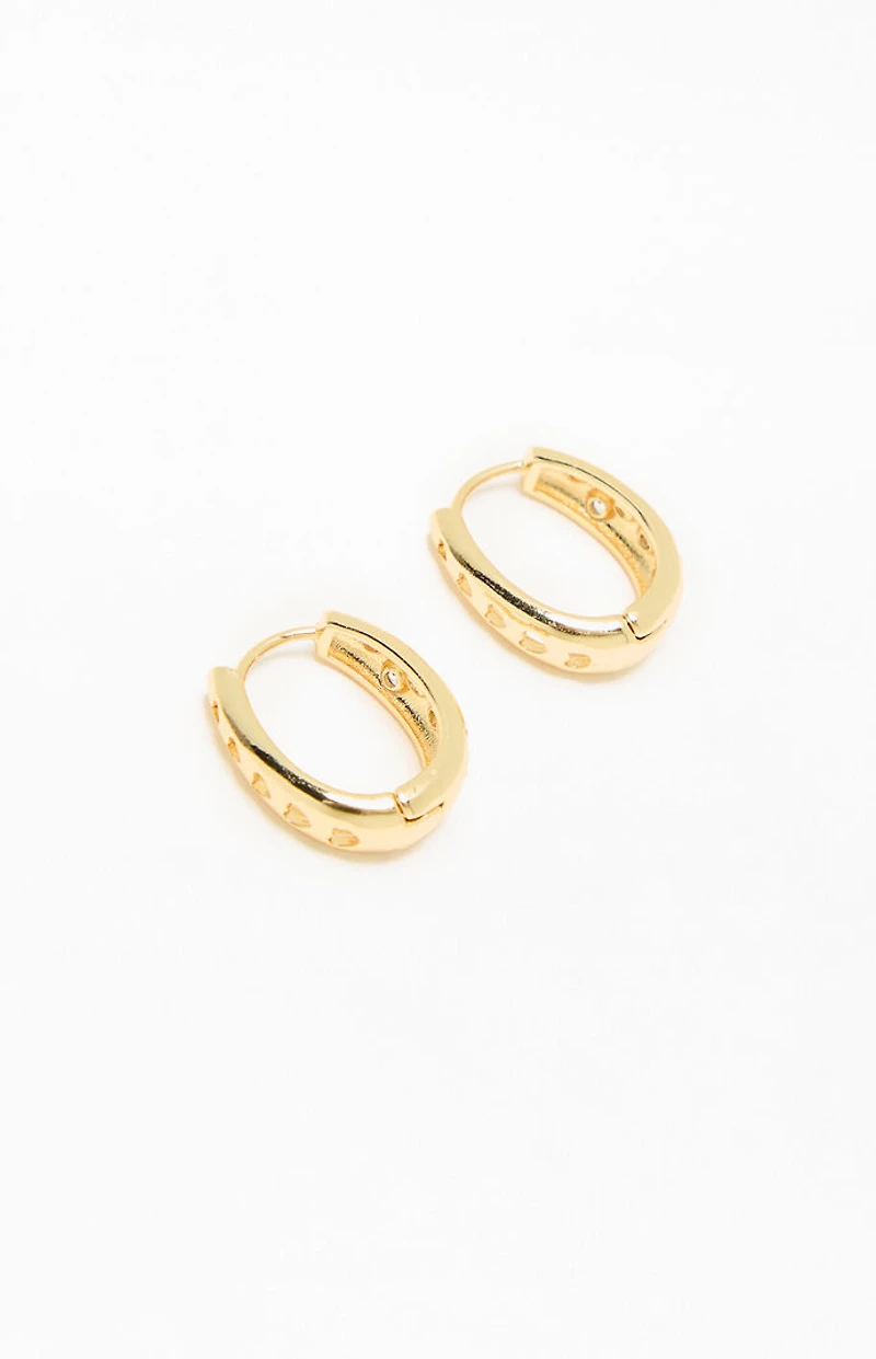 LA Hearts 14K Gold Plated Oval Hoop Earrings