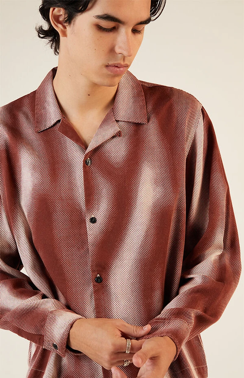 Pacsun Printed Long Sleeve Cropped Camp Shirt