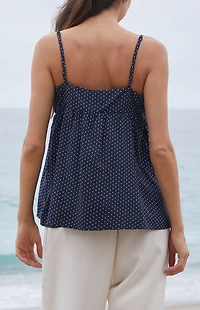 John Galt Blue Polka Dot Edith Tank Top