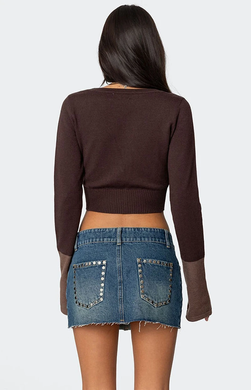 Edikted Color Block Flared Sleeve Cardigan