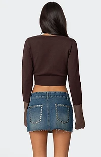 Edikted Color Block Flared Sleeve Cardigan