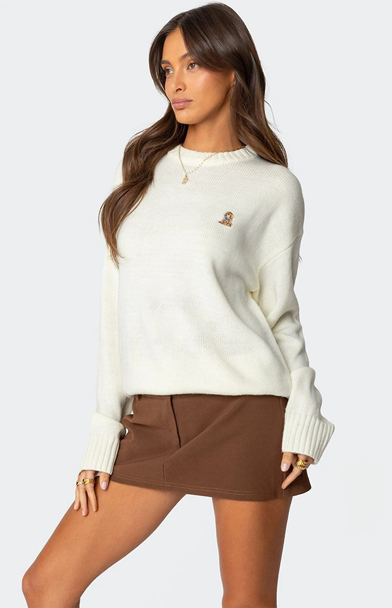 Edikted Puppy Love Embroidered Sweater