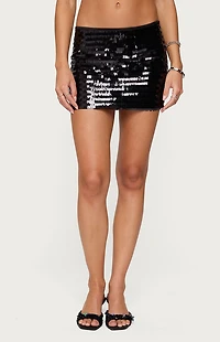 Edikted Aphra Sequin Fringe Mini Skirt