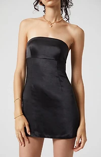 Beverly and Beck Satin Strapless Mini Dress