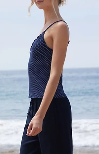 John Galt Blue Polka Dot Tiffany Tank Top