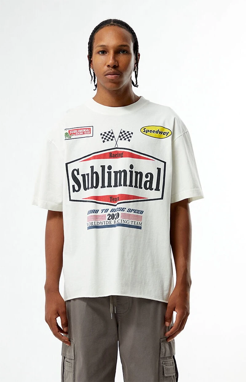Pacsun Subliminal Racing Cropped T-Shirt